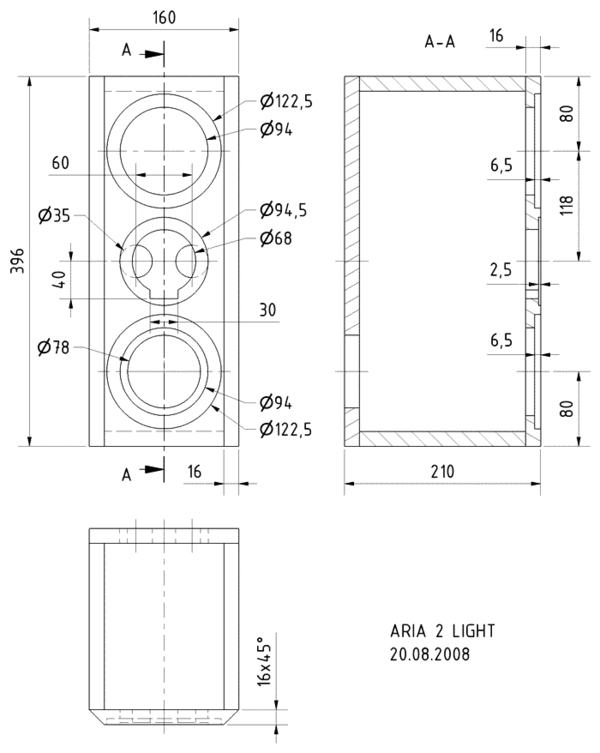 Visaton Lautsprecher Bausatz Aria 2 Light 2-Wege Regalbox 1 Stück