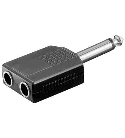 2 Audio-Adapter 6,35mm Stecker>2x6,35 mm Kupplung mono