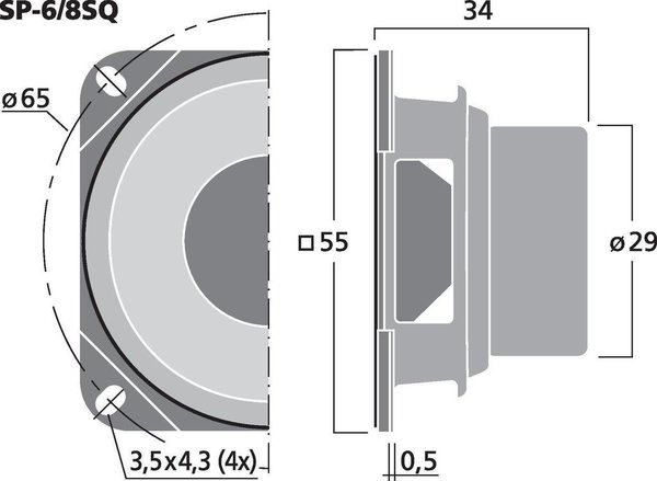 Monacor SP-6/8SQ Miniatur-Lautsprecher Neodymmagnet
