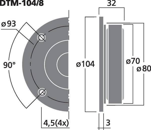 MONACOR DTM-104/8 Hi-Fi-Kalottenhochtöner 100 WMAX, 8 Ω